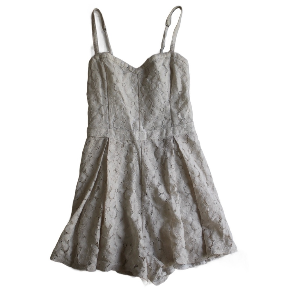 hollister white floral lace romper